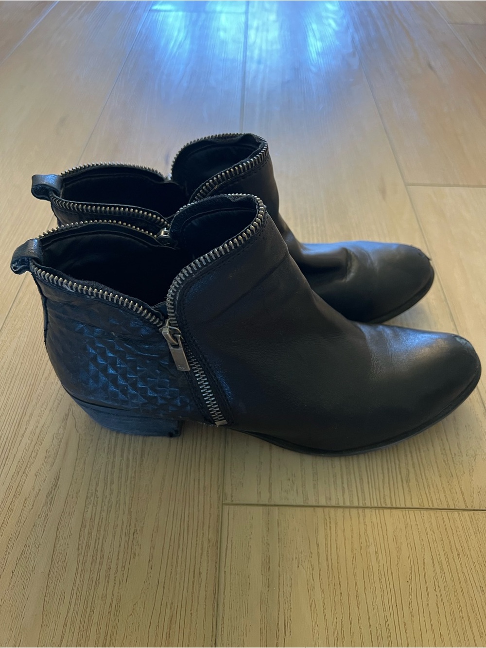 Lucky Brand Black Leather Ankle Boots with Side Zipper